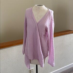 Minnie Rose Soft Blush almost lavender knit cashmere open cardigan size large